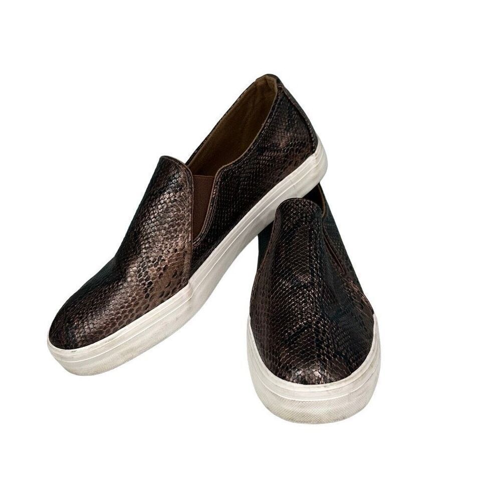 Restricted Slip-on Sneakers Women's Size 9 Black Brown Textured Snakeskin Print